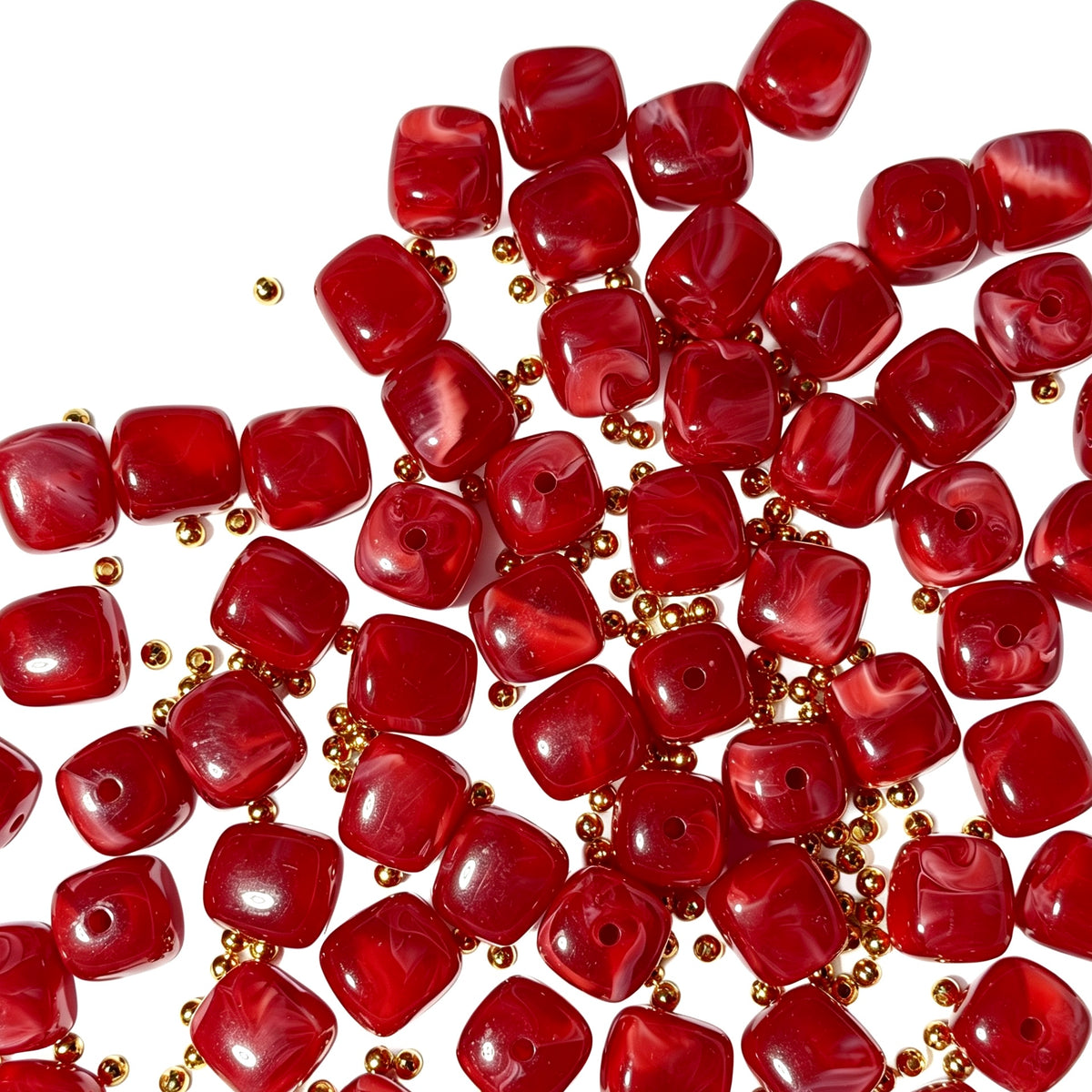 【Dernier 2 Sachets】L535 Résine Carrées Polychromes Rouge 16*17mm