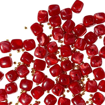 【Dernier 2 Sachets】L535 Résine Carrées Polychromes Rouge 16*17mm