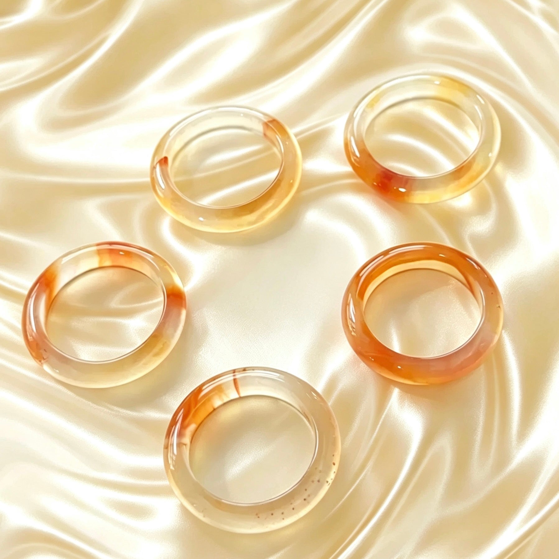 Bague en chalcédoine naturelle couleur orange, largeur 4 mm