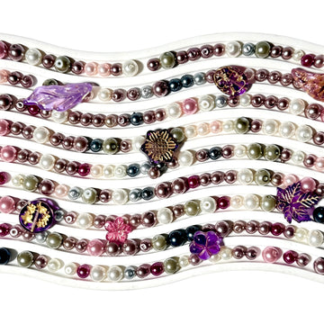 L489 Perlefait Verre-Tchèque Mauve Irisé 6-8mm