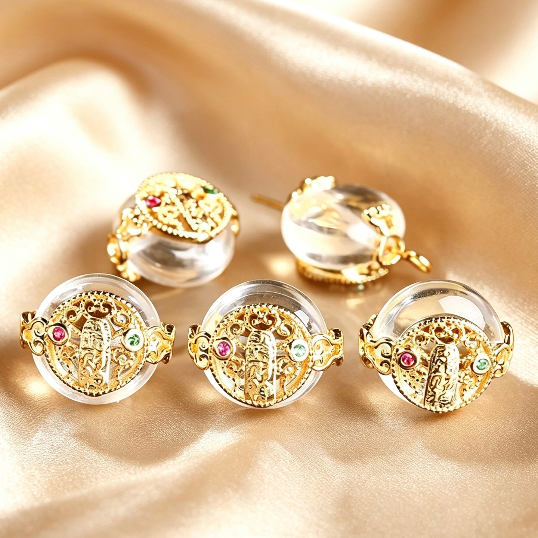 Perle Cristal Serti Or