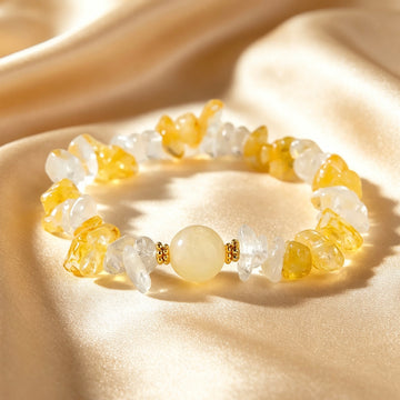 Bracelet de gravats en cristal naturel jaune et blanc