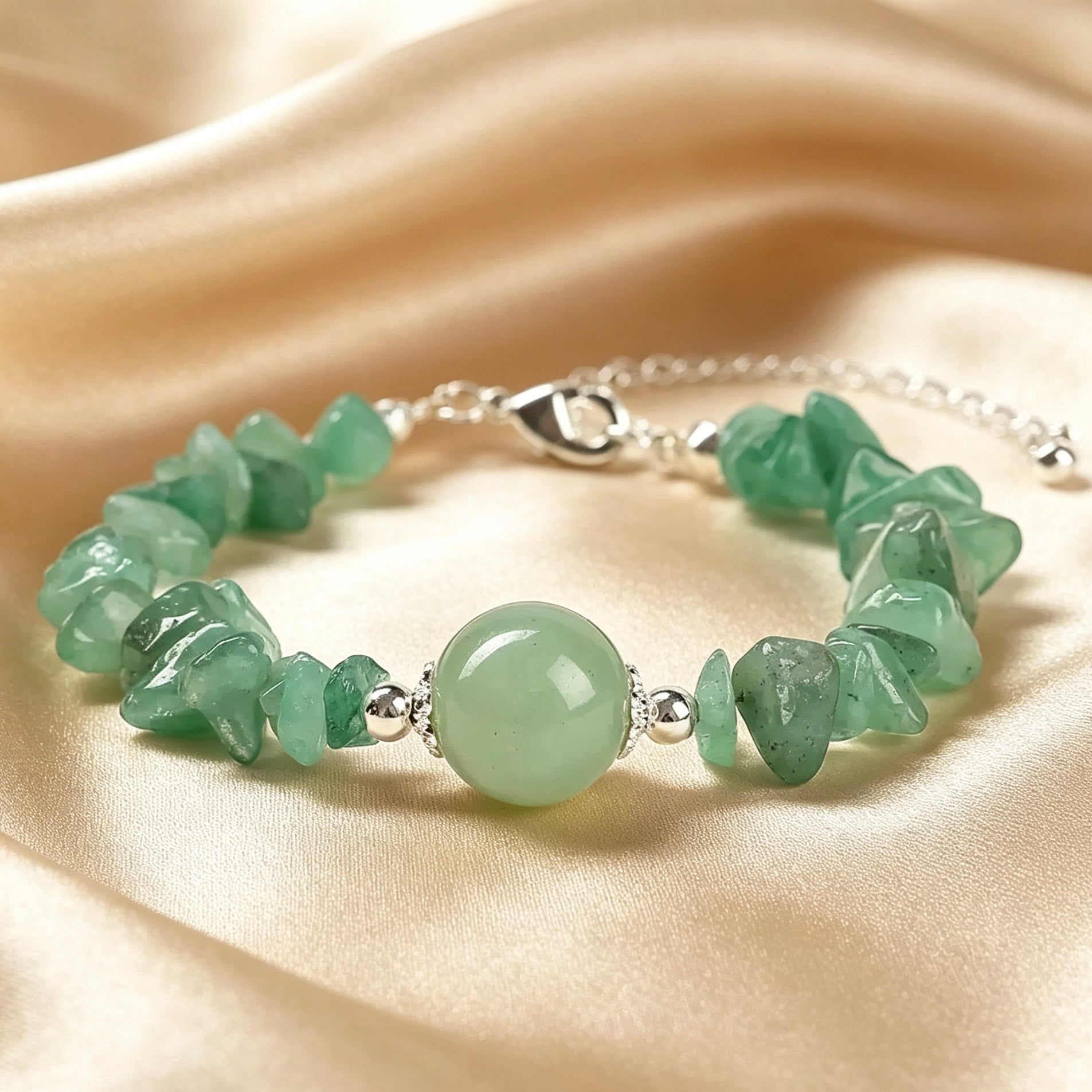 Perles porte-bonheur en gravats d'aventurine verte naturelle