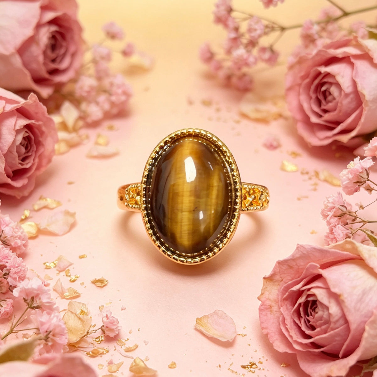Bague Rayon d'Ambre, en l'œil de tigre