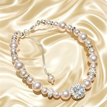 Bracelet de perles et zircon bonbon couleur rose Manta