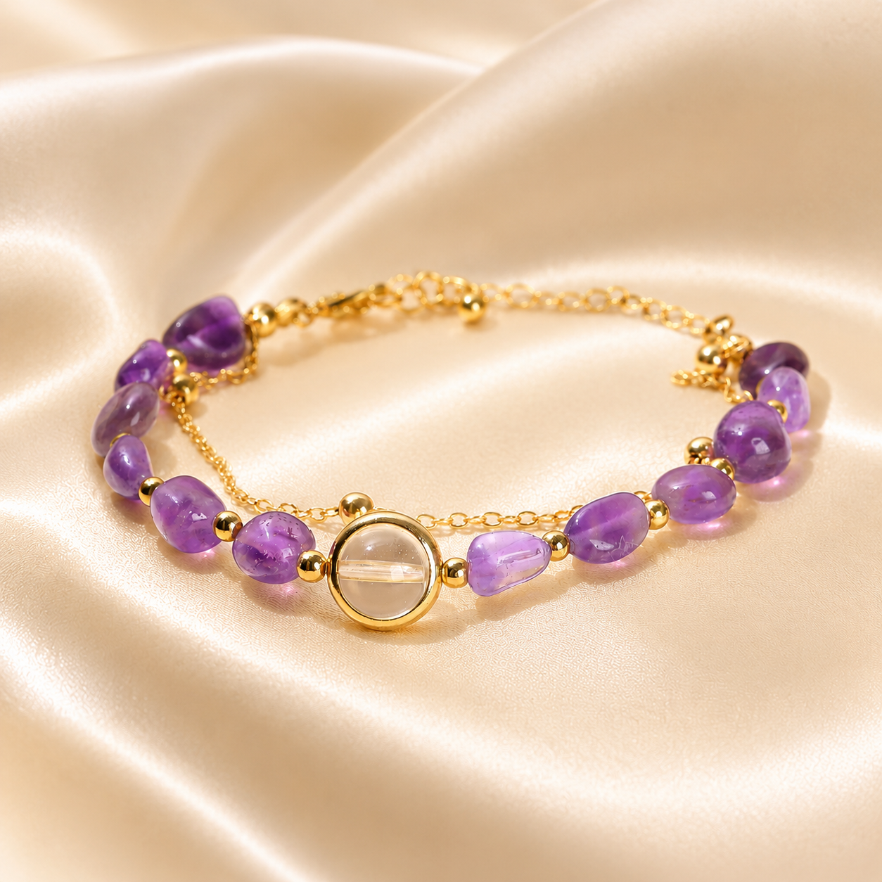 Bracelet en améthyste naturelle forme libre