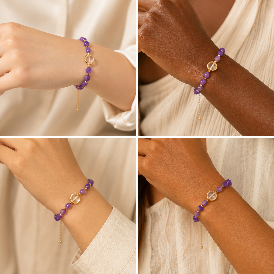 Bracelet en améthyste naturelle forme libre