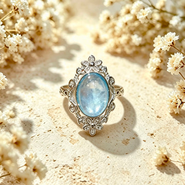 Bague Larme de Mer 7*9mm, en Aigue-Marine