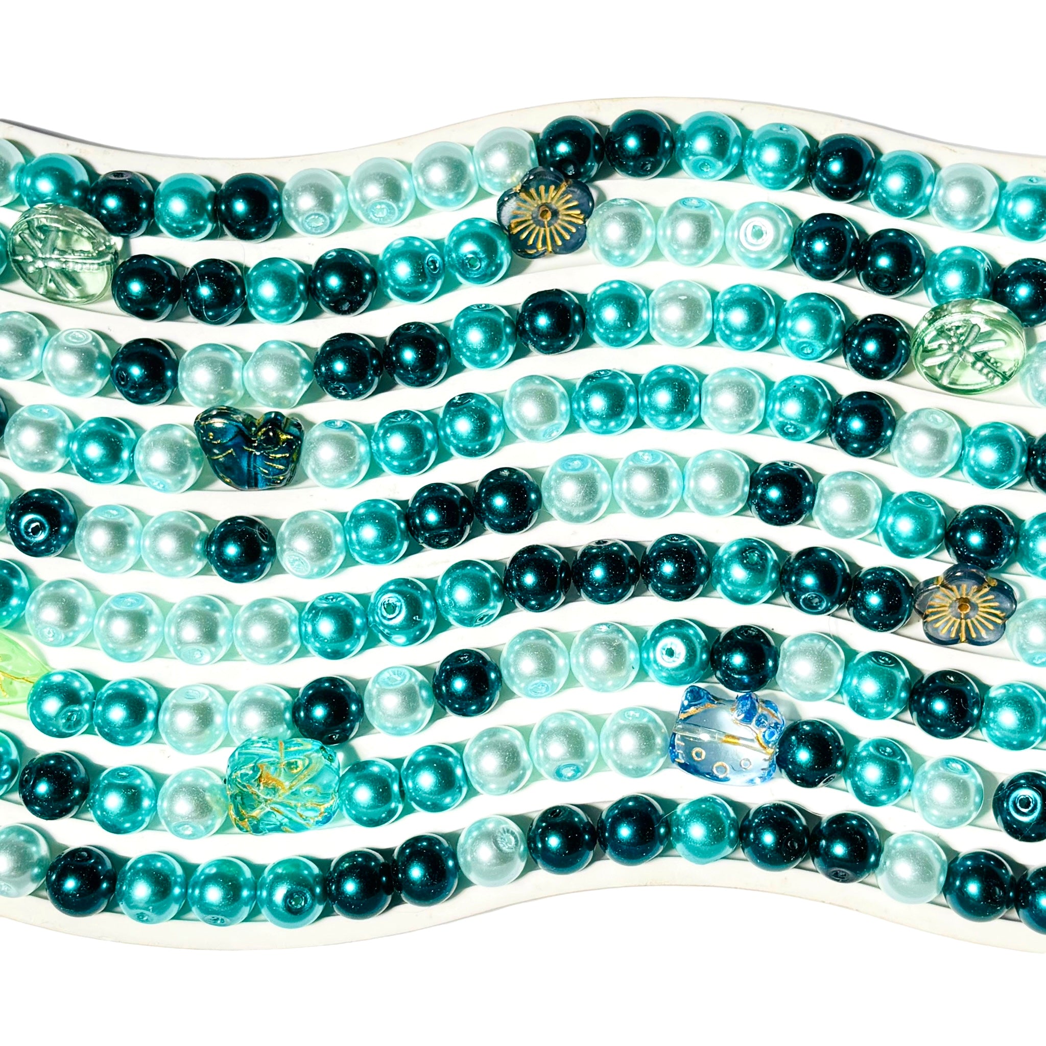 【BOGO】P332 Perlefait-Verre Tchèque Océan 10mm