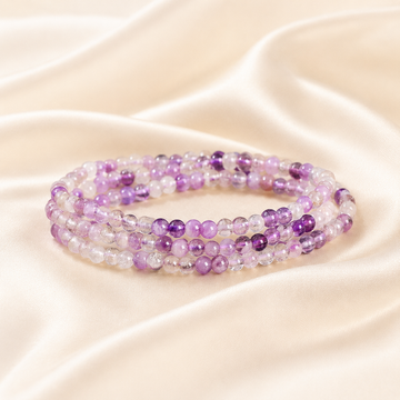 Bracelet multi-tours en Azeztulite violette naturelle