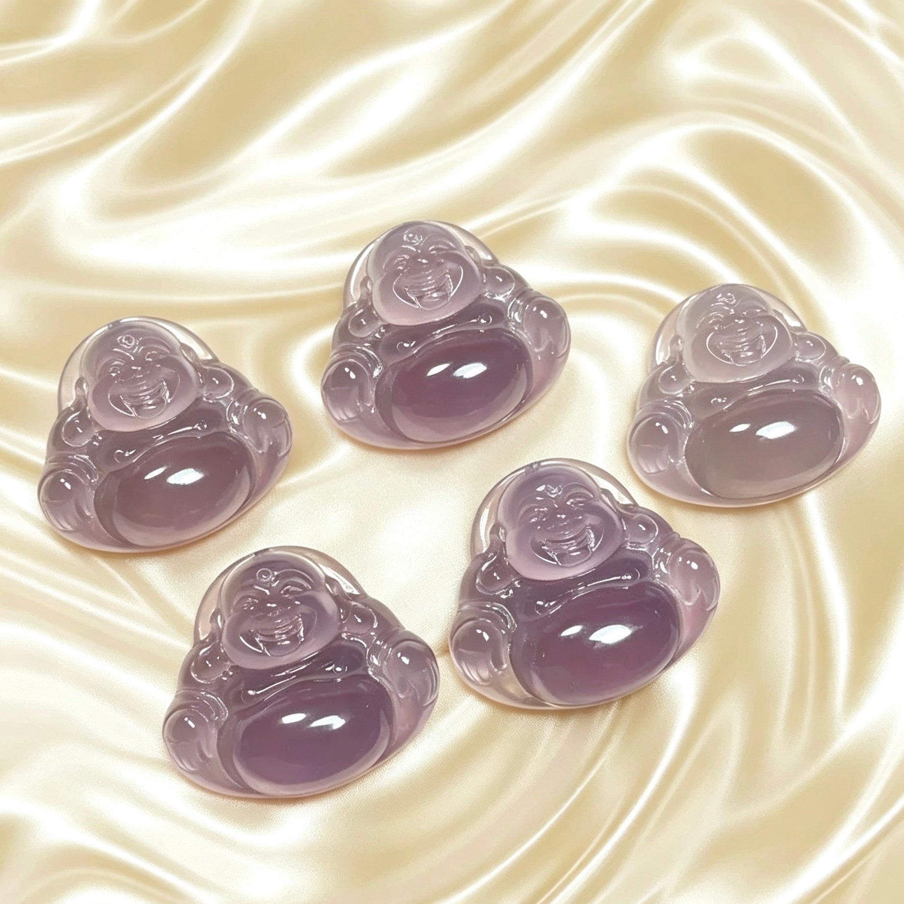 Bouddha en pierre de cornaline pourpre royale, agate violette