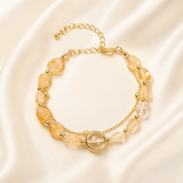 Bracelet en citrine naturelle pierres formes libres