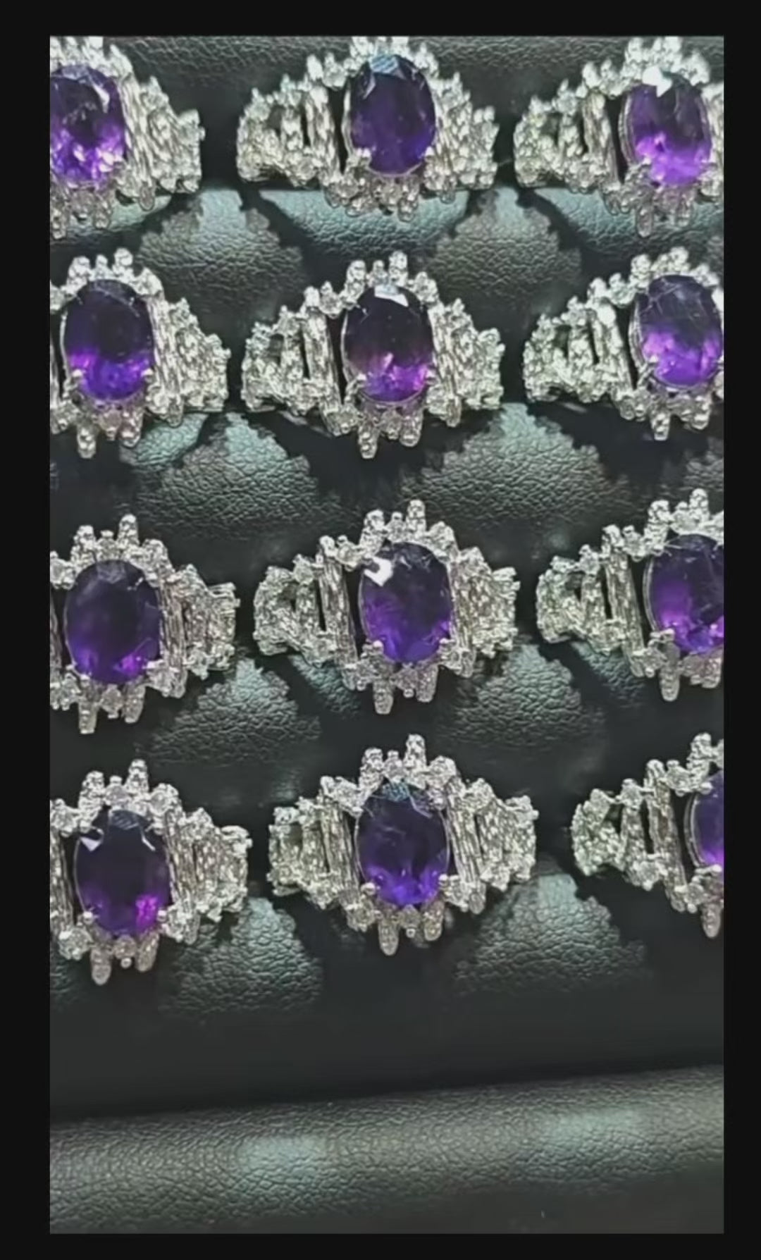 Bague en améthyste violette naturelle du Brésil – Monture luxueuse en laiton argenté brillant plaqué argent – Livraison offerte